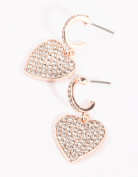 Rose Gold Diamante Heart Huggie Earrings - link has visual effect only