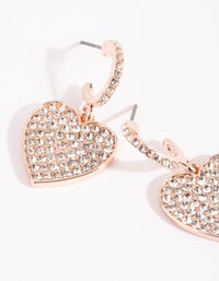 Rose Gold Diamante Heart Huggie Earrings - link has visual effect only