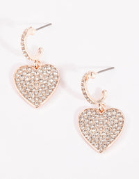 Rose Gold Diamante Heart Huggie Earrings - link has visual effect only