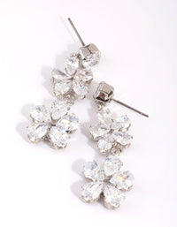 Rhodium Multi Flower Drop Earrings - link has visual effect only
