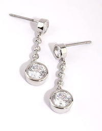 Rhodium Small Bezel Drop Earrings - link has visual effect only