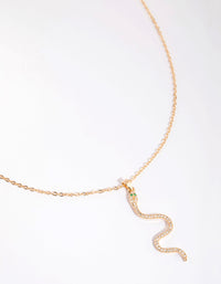 Gold Cubic Zirconia Snake Pendant Necklace - link has visual effect only