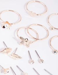 Rose Gold Garden Mixed Earring and Ring Pack - link has visual effect only