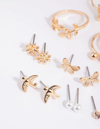 Gold Butterly and Pearl Earring and Ring Pack - link has visual effect only