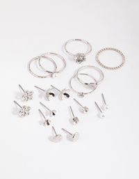Rhodium Flower and Pearl Earring and Ring Pack - link has visual effect only