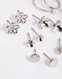 Rhodium Flower and Pearl Earring and Ring Pack - link has visual effect only