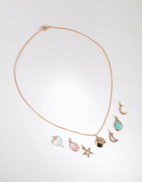 Gold Celestial Semi-Precious Charm Necklace - link has visual effect only