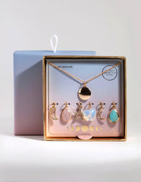 Gold Celestial Semi-Precious Charm Necklace - link has visual effect only