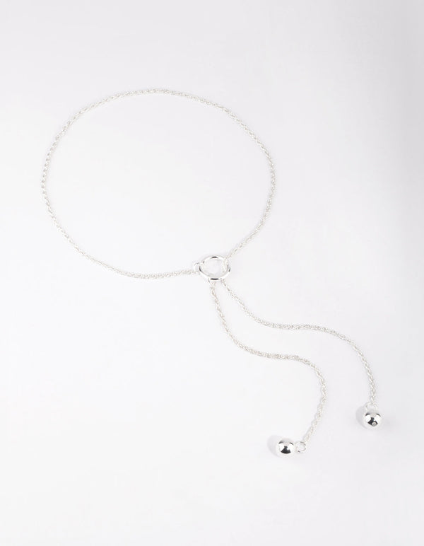 Silver Long Lariat Necklace