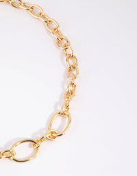 Gold Plated Oval Link Necklace - link has visual effect only
