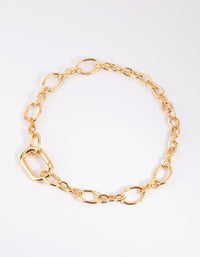 Gold Plated Oval Link Necklace - link has visual effect only