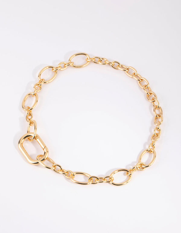 Gold Plated Oval Link Necklace
