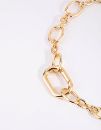 Gold Plated Oval Link Necklace - link has visual effect only