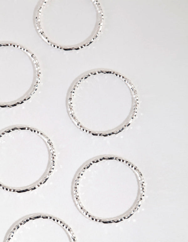 Silver-Plated Molten Band Ring Pack