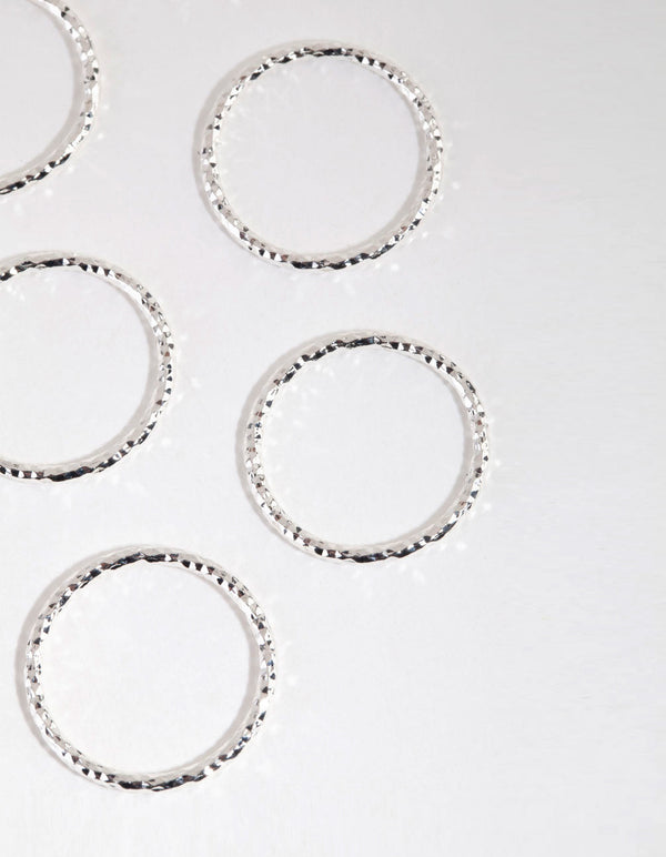 Silver-Plated Molten Band Ring Pack