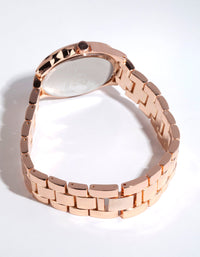 Rose Gold Marble Diamante Link Strap Watch - link has visual effect only