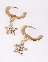 Gold Pave Star Brass Huggie Earring - link has visual effect only