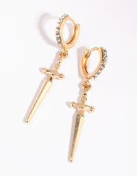 Gold Dagger Brass Huggie Earring - link has visual effect only