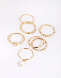 Gold Plated Freshwater Pearl Textured Ring Pack - link has visual effect only