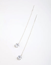 Sterling Silver Cubic Zirconia Teardrop Thread Through Earrings - link has visual effect only
