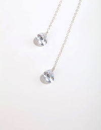 Sterling Silver Cubic Zirconia Teardrop Thread Through Earrings - link has visual effect only
