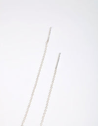 Sterling Silver Cubic Zirconia Teardrop Thread Through Earrings - link has visual effect only