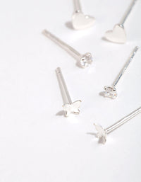 Sterling Silver Heart and Butterfly Stud Earring Pack - link has visual effect only