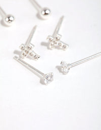 Sterling Silver Cross and Diamante Stud Earring Pack - link has visual effect only