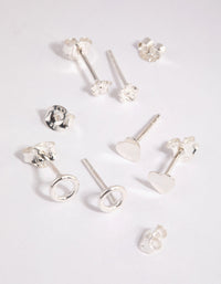 Sterling Silver Mixed Motifs Stud Earrings - link has visual effect only