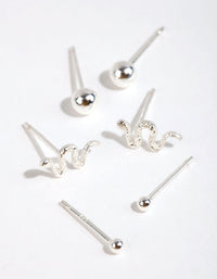Sterling Silver Snake and Ball Stud Earring Pack - link has visual effect only