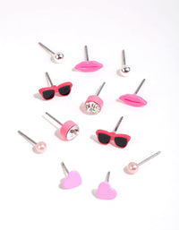 Kids Silver Cool Girl Stud Earring Pack - link has visual effect only