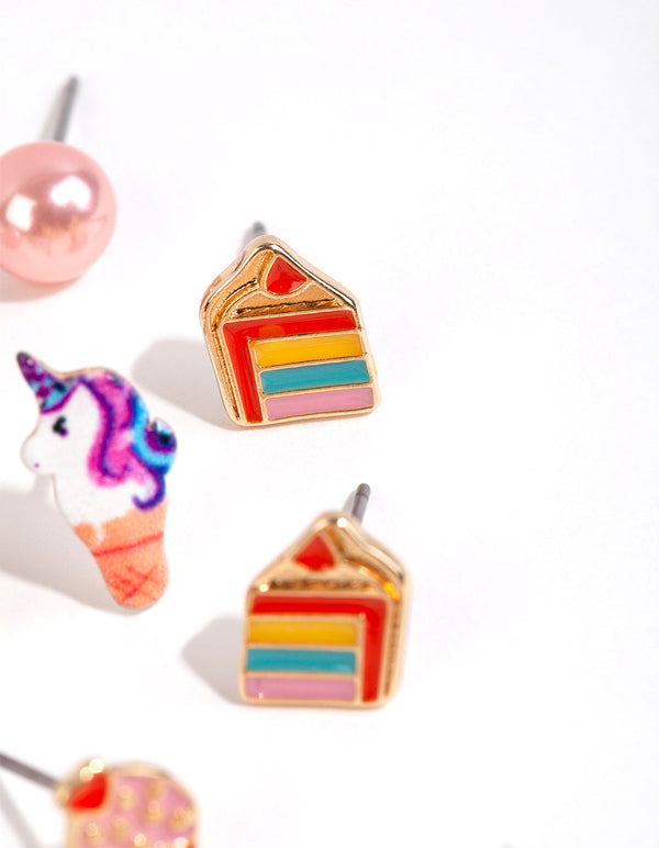 Kids Gold Sweets Stud Earring Pack