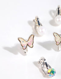 Kids Silver Iridescent Clip On Earring Pack - link has visual effect only