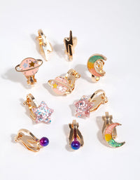 Kids Gold Galaxy Clip On Earring Pack - link has visual effect only