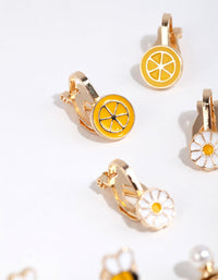 Kids Gold Lemon and Bee Clip On Earring Pack - link has visual effect only