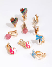 Kids Gold Peace Clip On Earring Pack - link has visual effect only