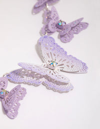 Lilac Coated Metal Butterfly Stamp Statement Necklace - link has visual effect only