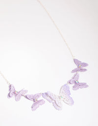 Lilac Coated Metal Butterfly Stamp Statement Necklace - link has visual effect only