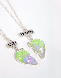 Kids Silver Ombre Heart Best Friend Necklace Set - link has visual effect only