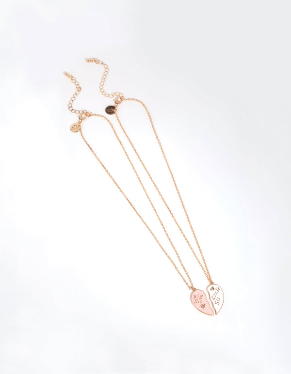 Kids Gold Sister Heart Necklace Set