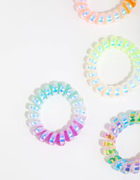 Kids Plastic Ombre Spiral Hair Ties and Pouch - link has visual effect only