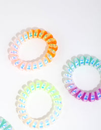 Kids Plastic Ombre Spiral Hair Ties and Pouch - link has visual effect only