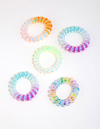 Kids Plastic Ombre Spiral Hair Ties and Pouch - link has visual effect only