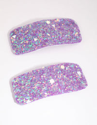 Purple Glitter Statement 2 Pack Snap Clips - link has visual effect only