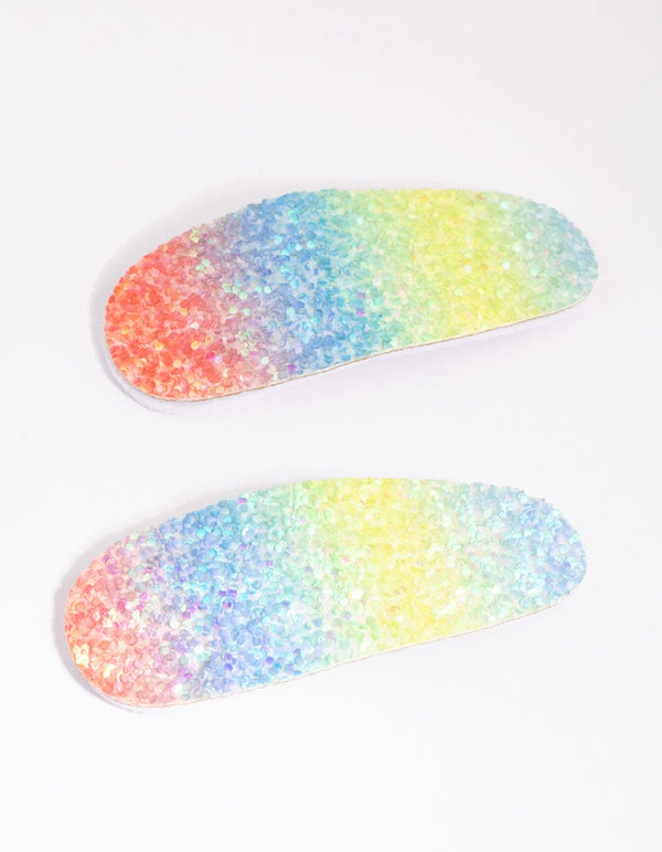 Rainbow Ombre Rounded Statement 2 Pack Snap Clips
