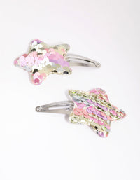 Silver Sequin Statement Star 2 Pack Snap Clips - link has visual effect only