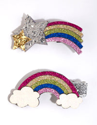 Kids Fabric Rainbow and Star Clip Set - link has visual effect only