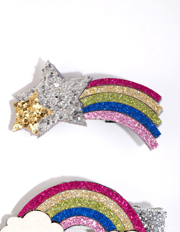 Kids Fabric Rainbow and Star Clip Set