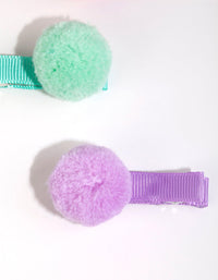 Kids Fabric Pastel Pom Pom Clip Pack - link has visual effect only