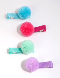 Kids Fabric Pastel Pom Pom Clip Pack - link has visual effect only